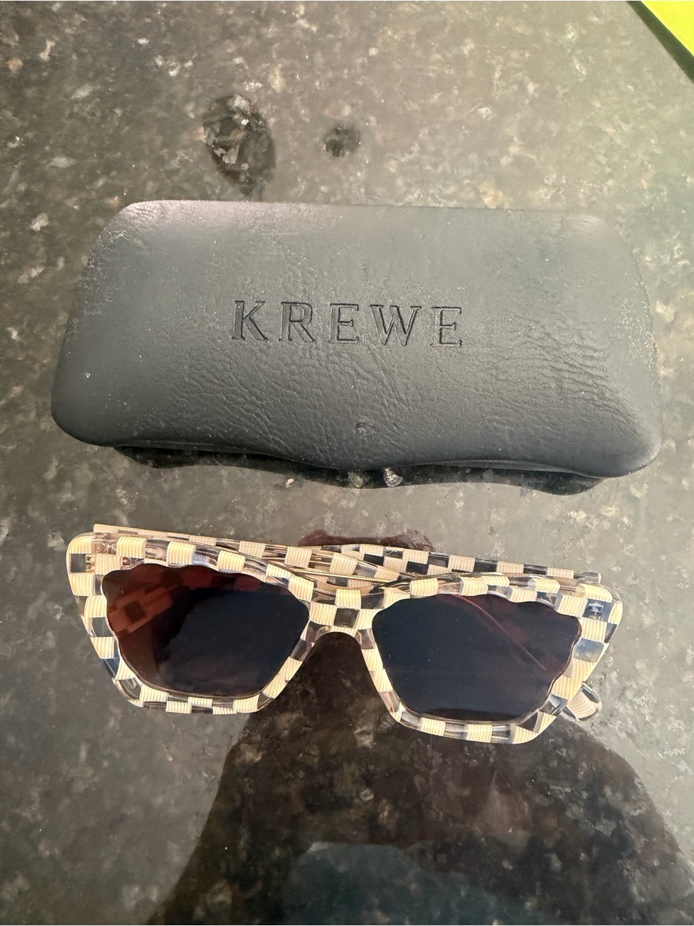 Krewe Brigitte Sunglasses in white and clear checker - Picture 2 of 4